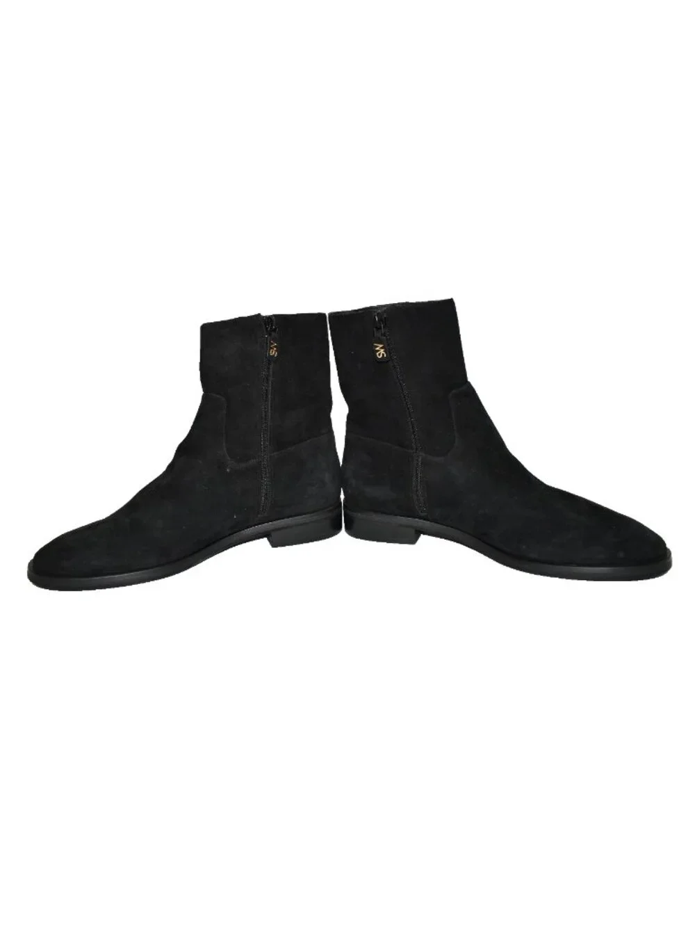 $650 stuart weitzman CITY ZIP BOOTIE BLACK SUEDE SW GOLD LOGO BLACK 11 (PC13)